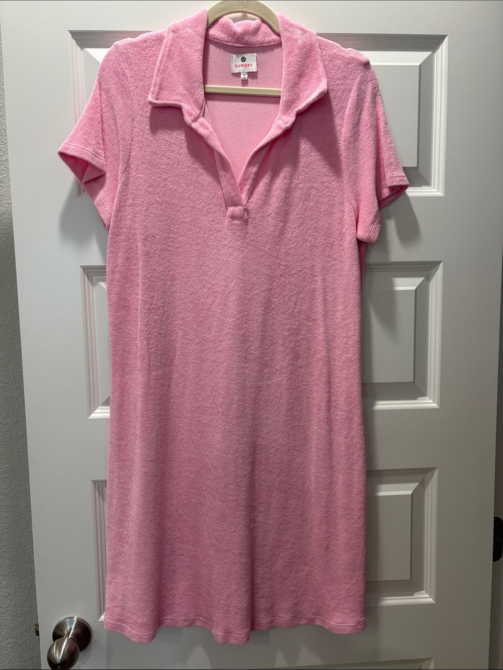 Sundry Pink Terry Polo Dress